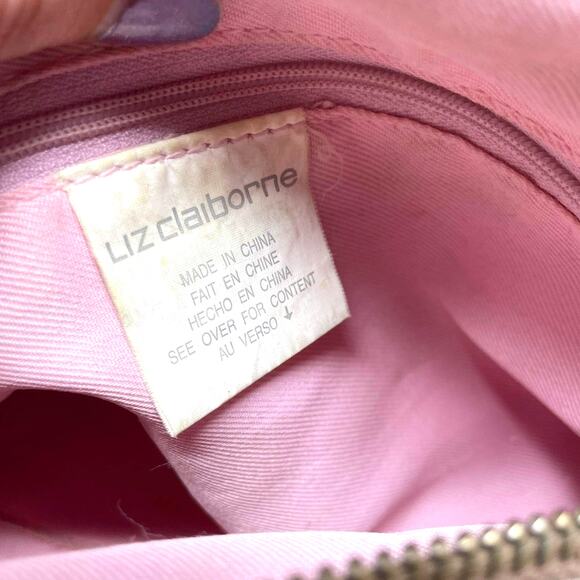 00s Y2k LIZ CLAIBORNE Vintage Tan Cream Monogram Barrel Shoulder Bag - Picture 6 of 11